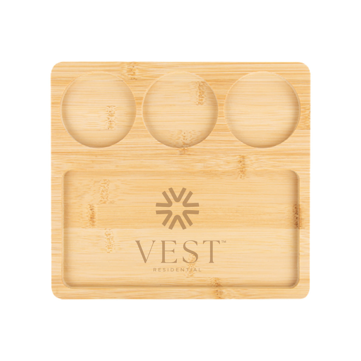 Bamboo Serving Tray with Ceramic Bowls